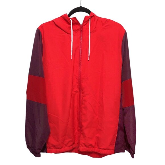 PINK Victoria's Secret Solid Neon Red Burgundy Full Zip Hooded Long Sleeve Jacke - Picture 1 of 9